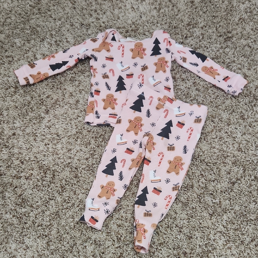 Festive Gingerbread and Tree Kids Pajama Set